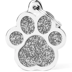 Paw Grey Glitter ID Tag