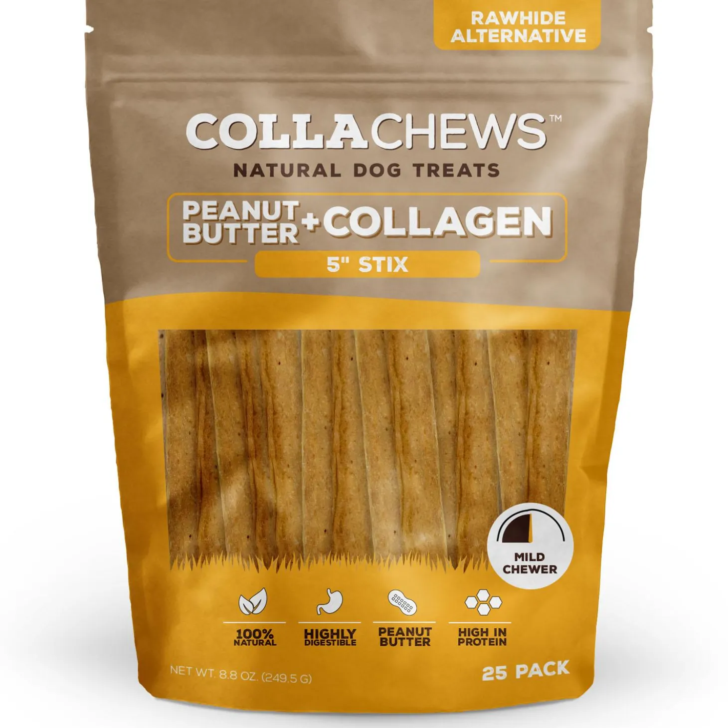 Peanut Butter Collagen 5in Sticks Dog Treats