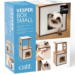 PIXI Small Vesper Box Walnut Cat Tree