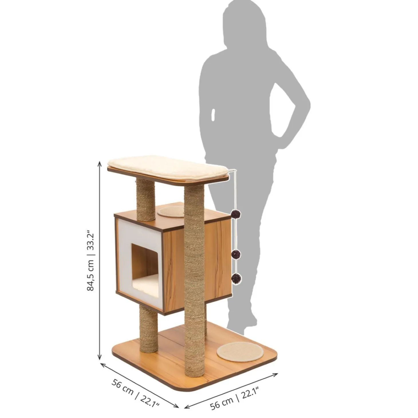 PIXI Vesper Base Walnut Cat Tree