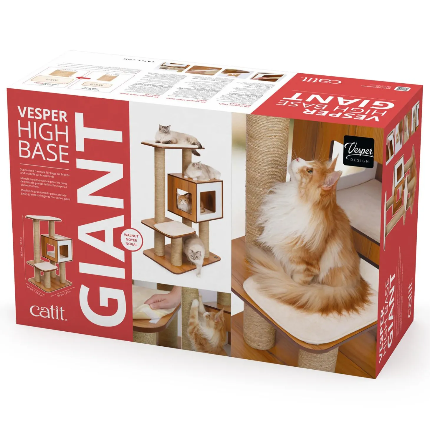 PIXI Vesper High Base Giant Walnut Cat Tree