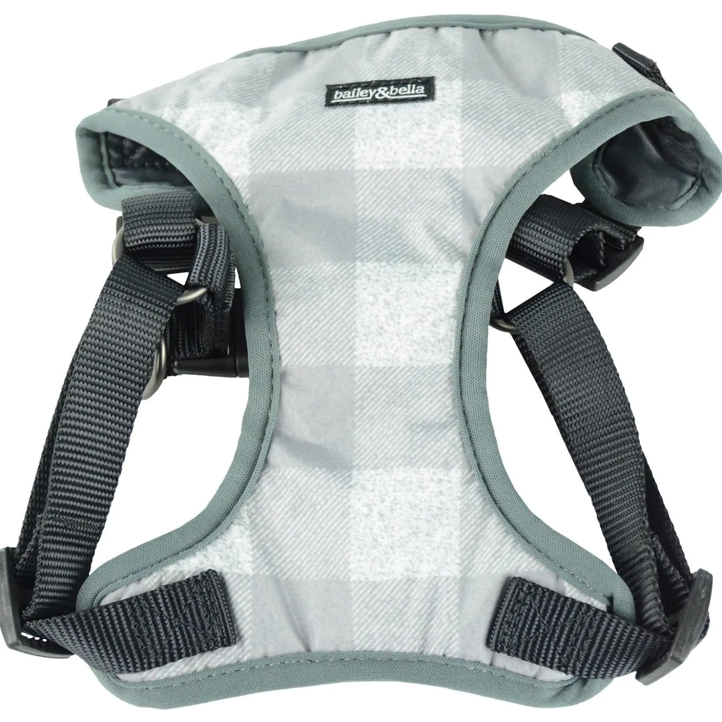 Plaid Grey Dog Harness