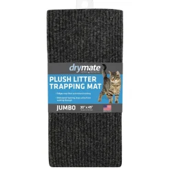 Plush Litter Trapping Grey Cat Litter Mat