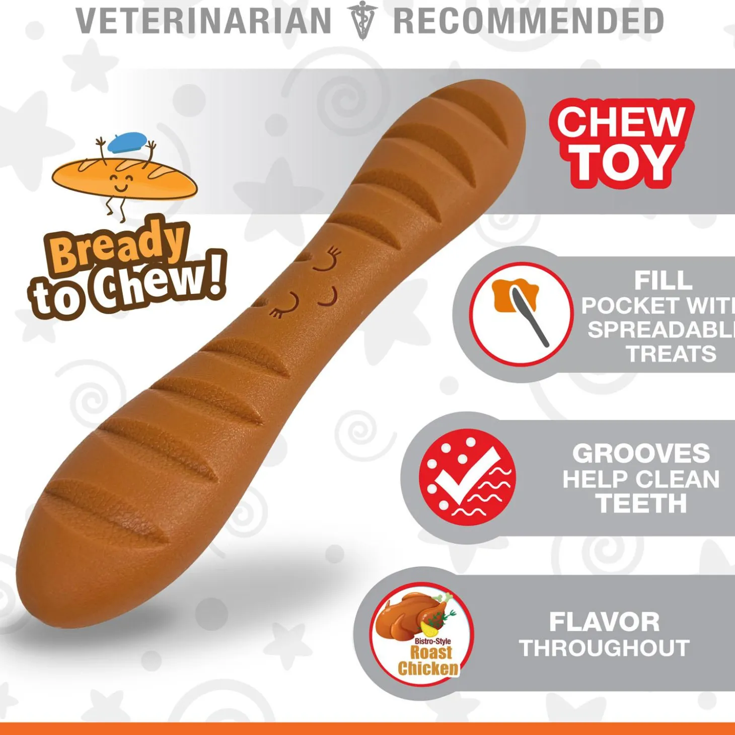 Power Chew Chicken Flavour Baguette Dog Toy