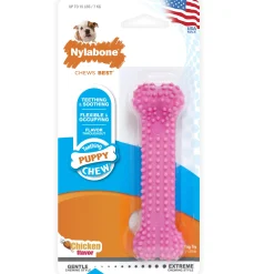 Puppy Chew Chicken Flavour Bone Pink Dog Toy