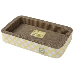Rectangular Corrugated Yellow Dots Cat Scratcher
