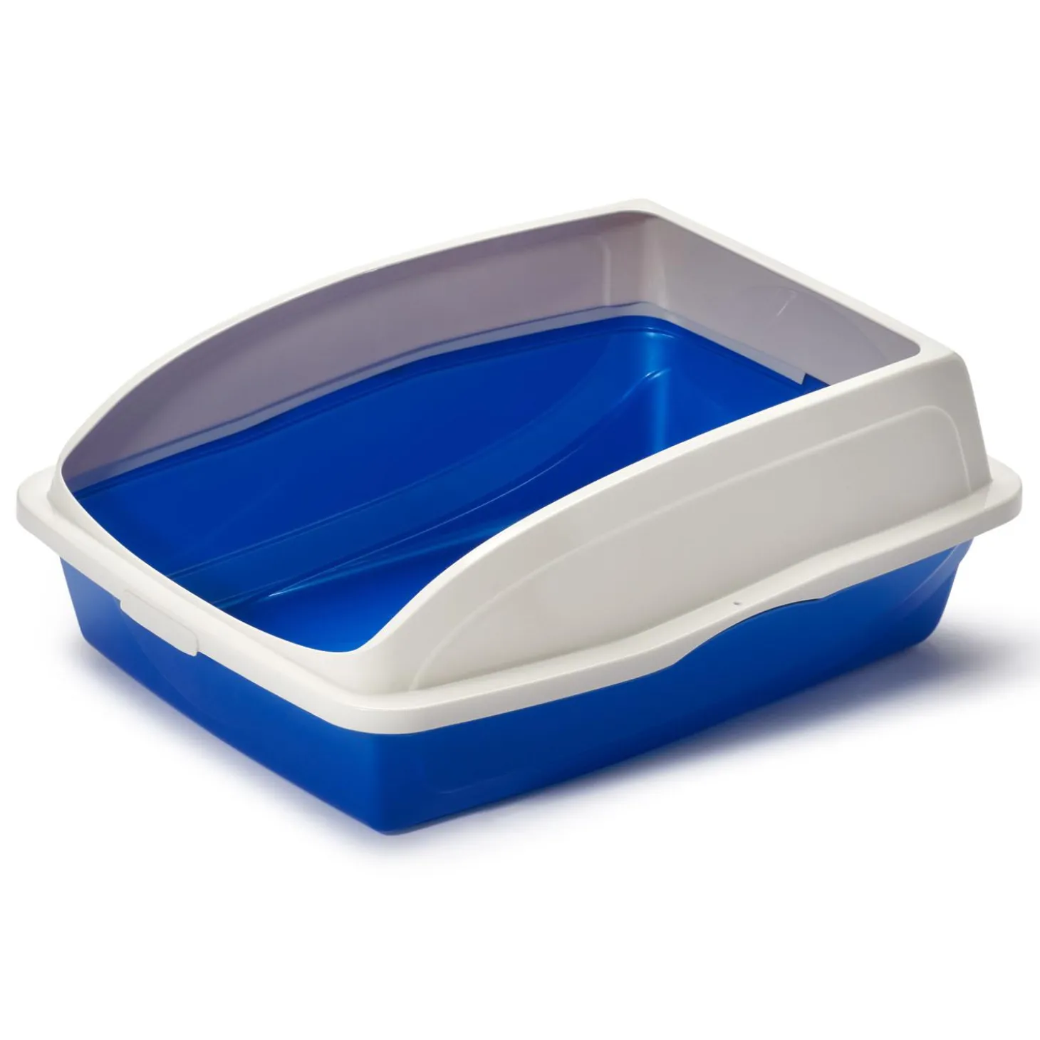 Rimmed Beige & Blue Litter Pan