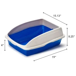Rimmed Beige & Blue Litter Pan