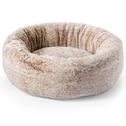 Round Fur Cuddler Brown Bed