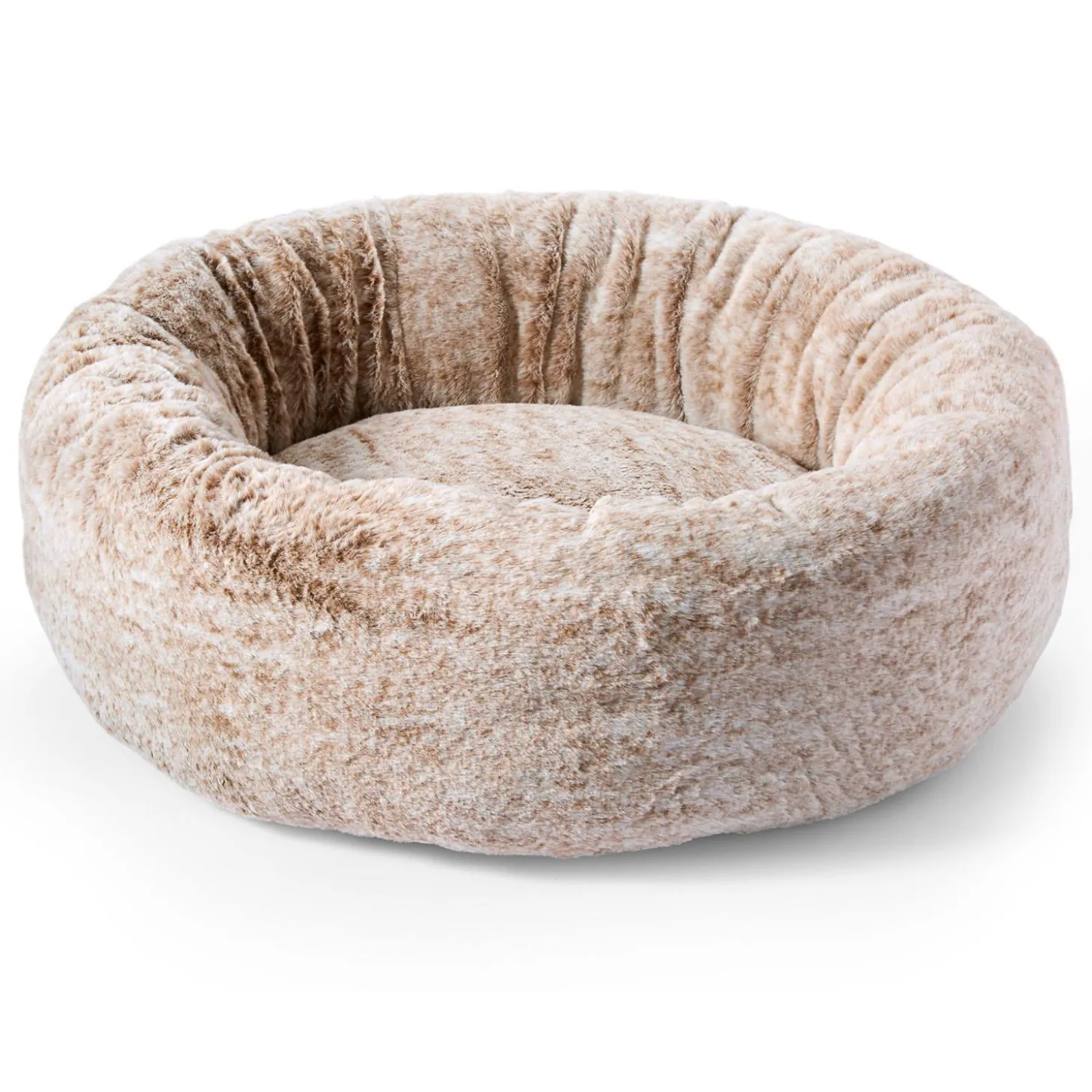 Round Fur Cuddler Brown Bed