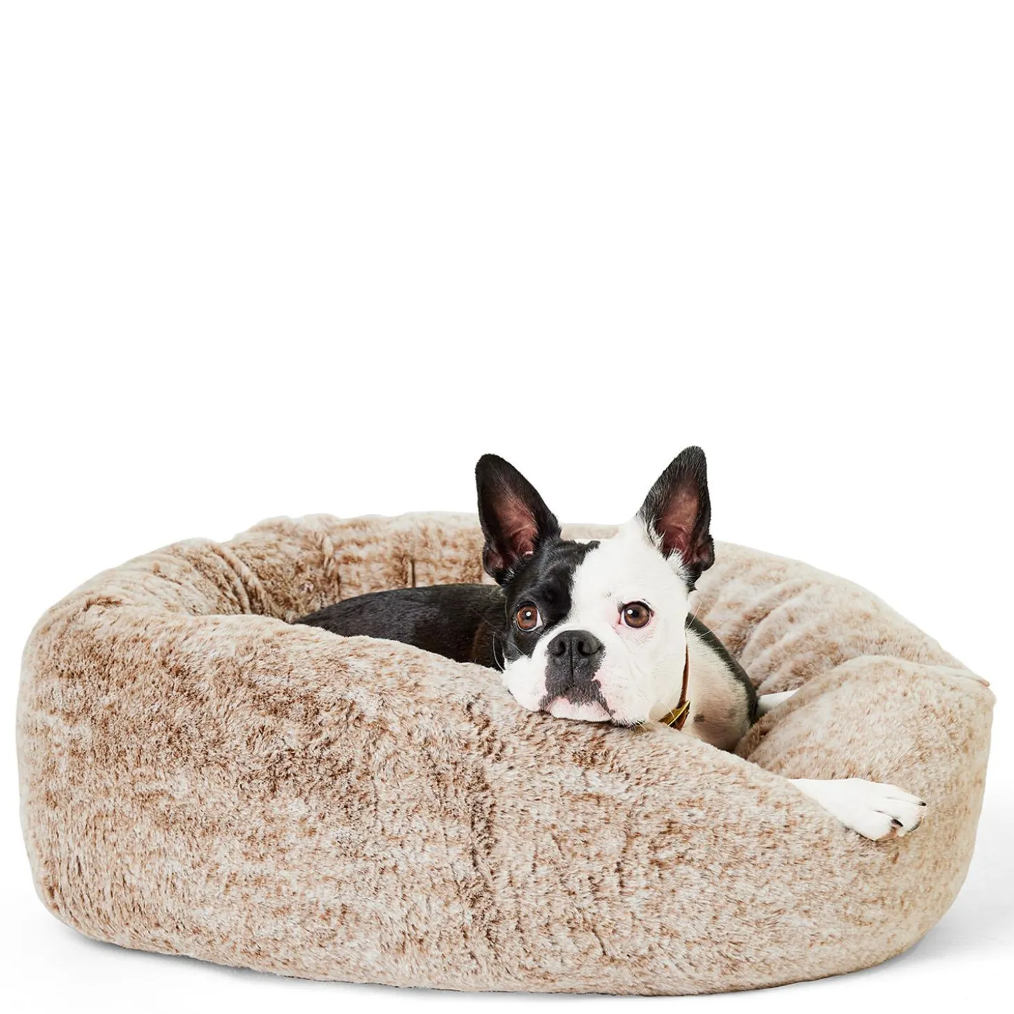 Round Fur Cuddler Brown Bed