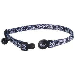 Safe Cat Fashion Black Skulls Adjustable Breakaway Cat Collar