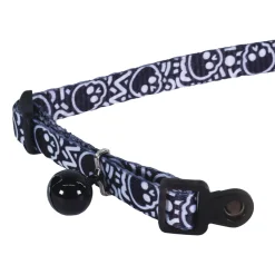 Safe Cat Fashion Black Skulls Adjustable Breakaway Cat Collar