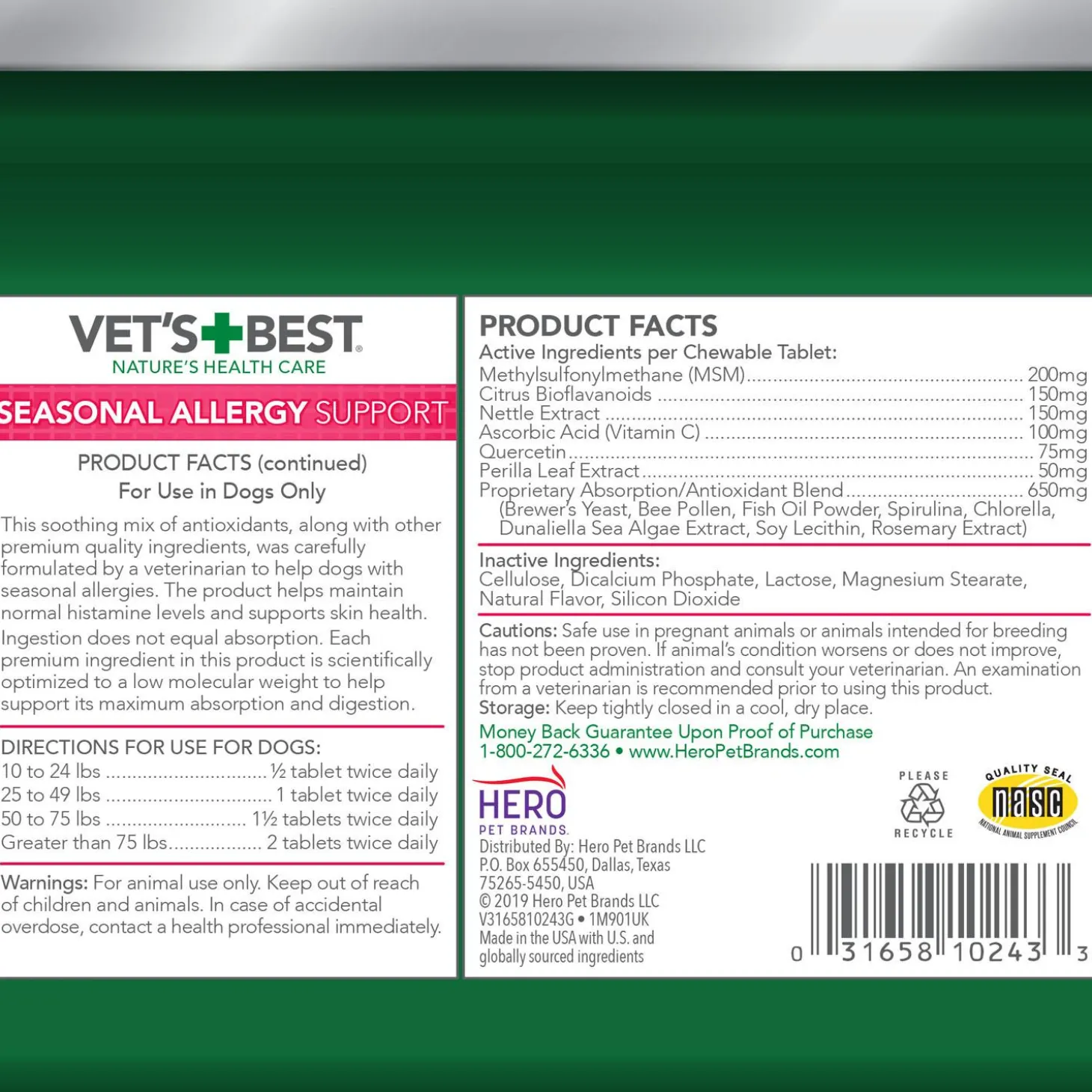 Seasonal Allergy Support Dog Supplement