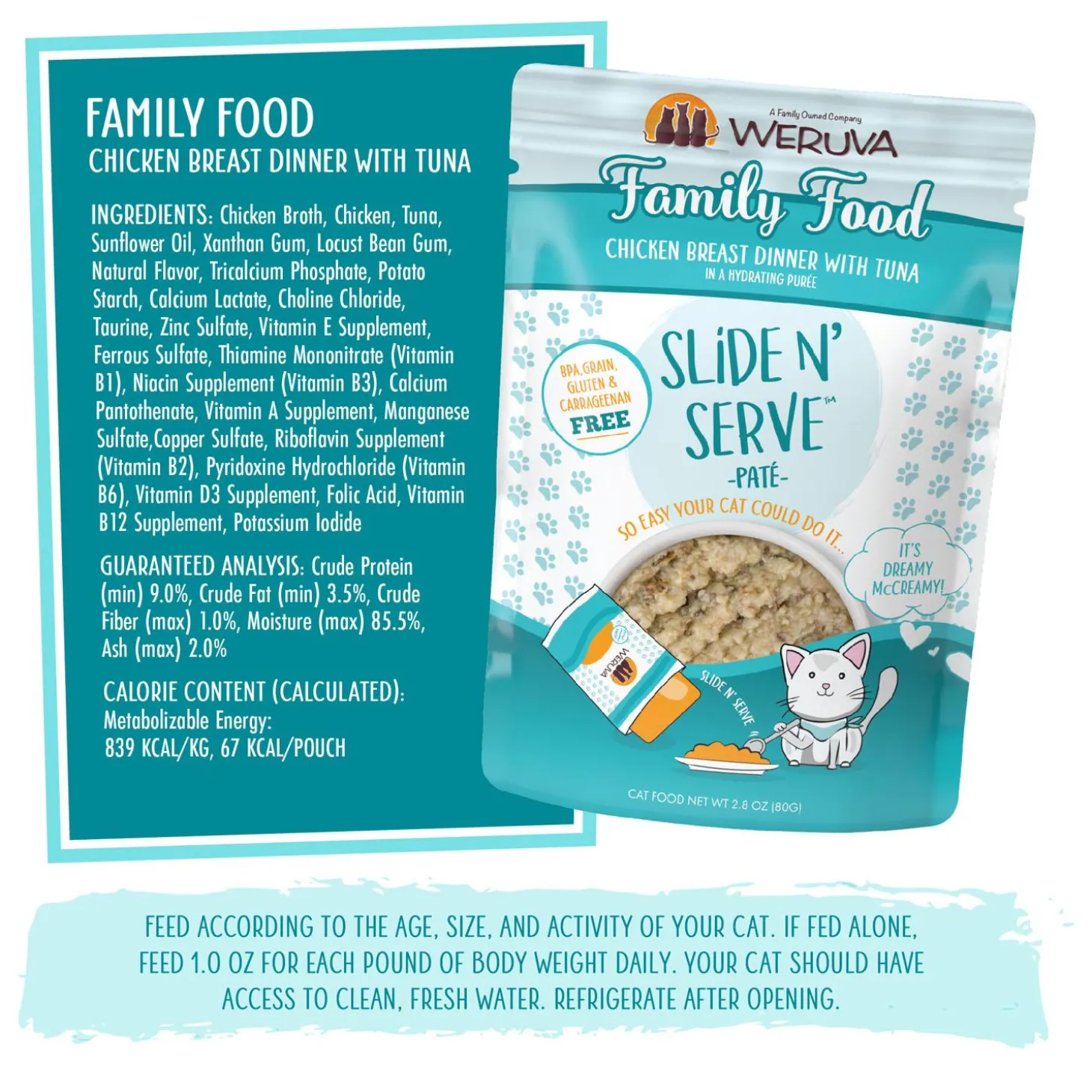 Slide N' Serve Pate Family Food Chicken Breast Dinner with Tuna Cat Food
