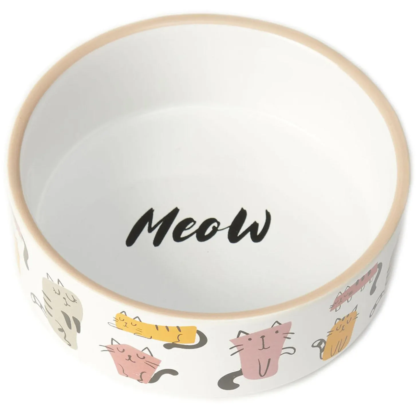 Snobby Cats Stoneware Round Cat Bowl