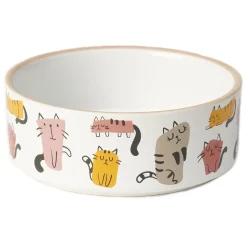 Snobby Cats Stoneware Round Cat Bowl