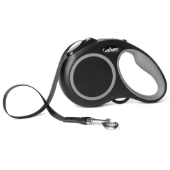 Soft Grip Ribbon Tape 16ft Retractable Black Dog Leash