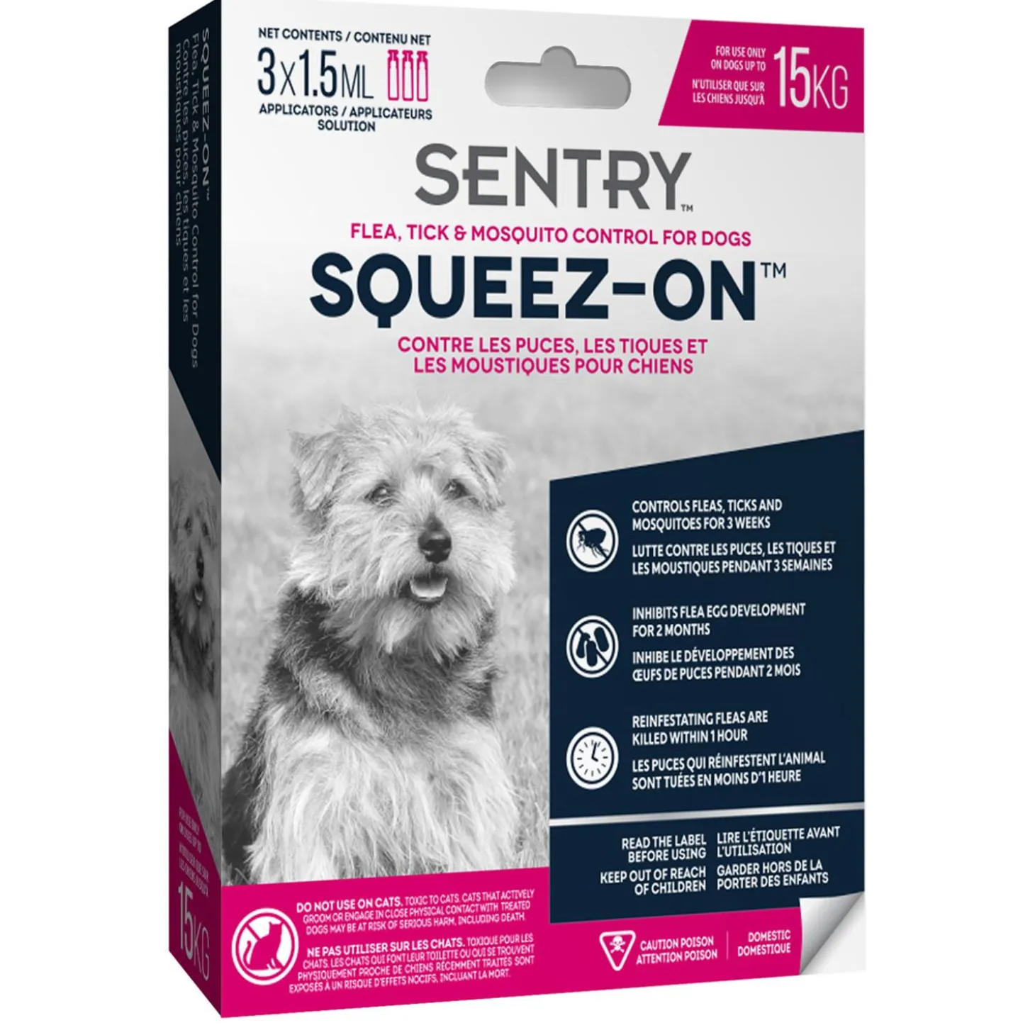 Squeez-On Flea Tick & Mosquito Control for Dogs up to 15kg