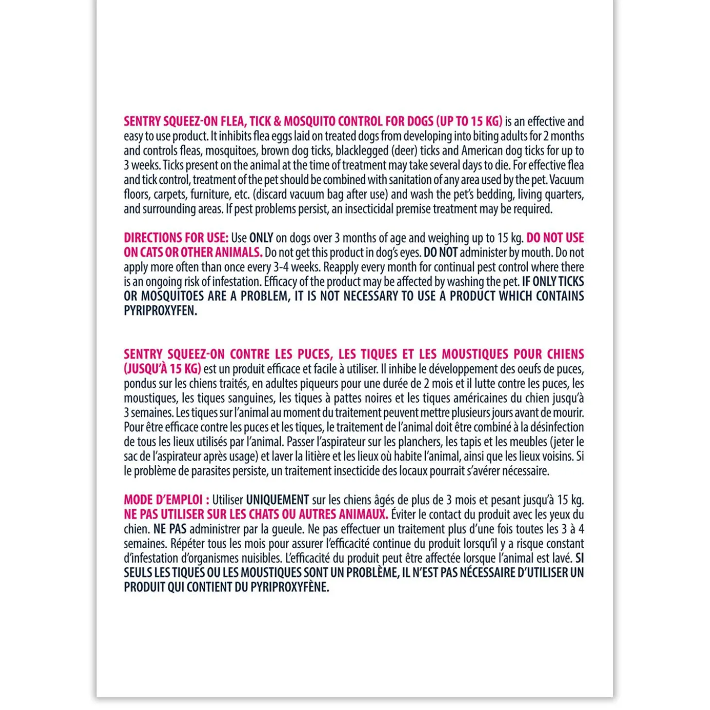 Squeez-On Flea Tick & Mosquito Control for Dogs up to 15kg