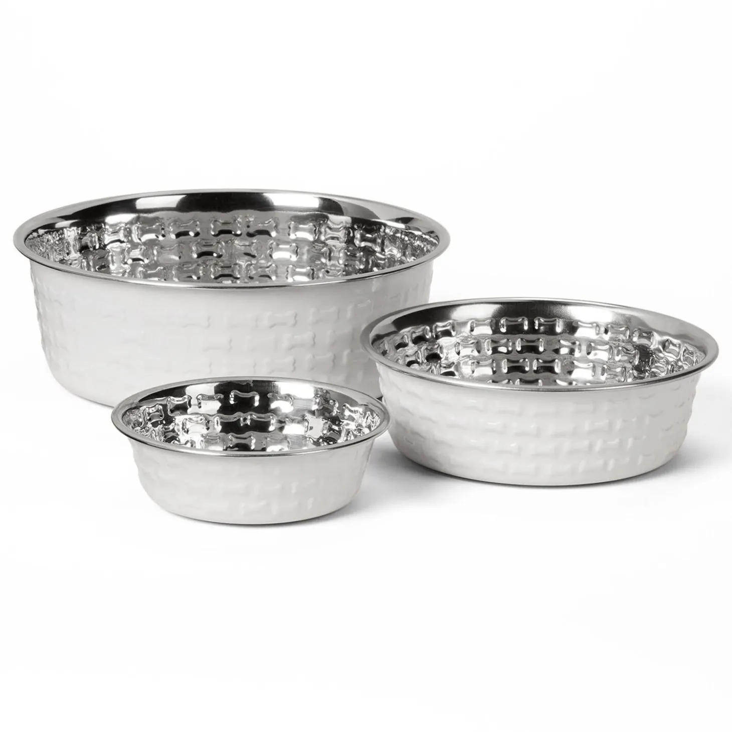 Stainless Steel White Dog Bowl