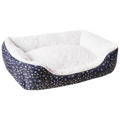 Step-in Rectangular Bed Black with Snowflake Print