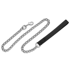 Titan Chain & Nylon Handle Dog Leash Black
