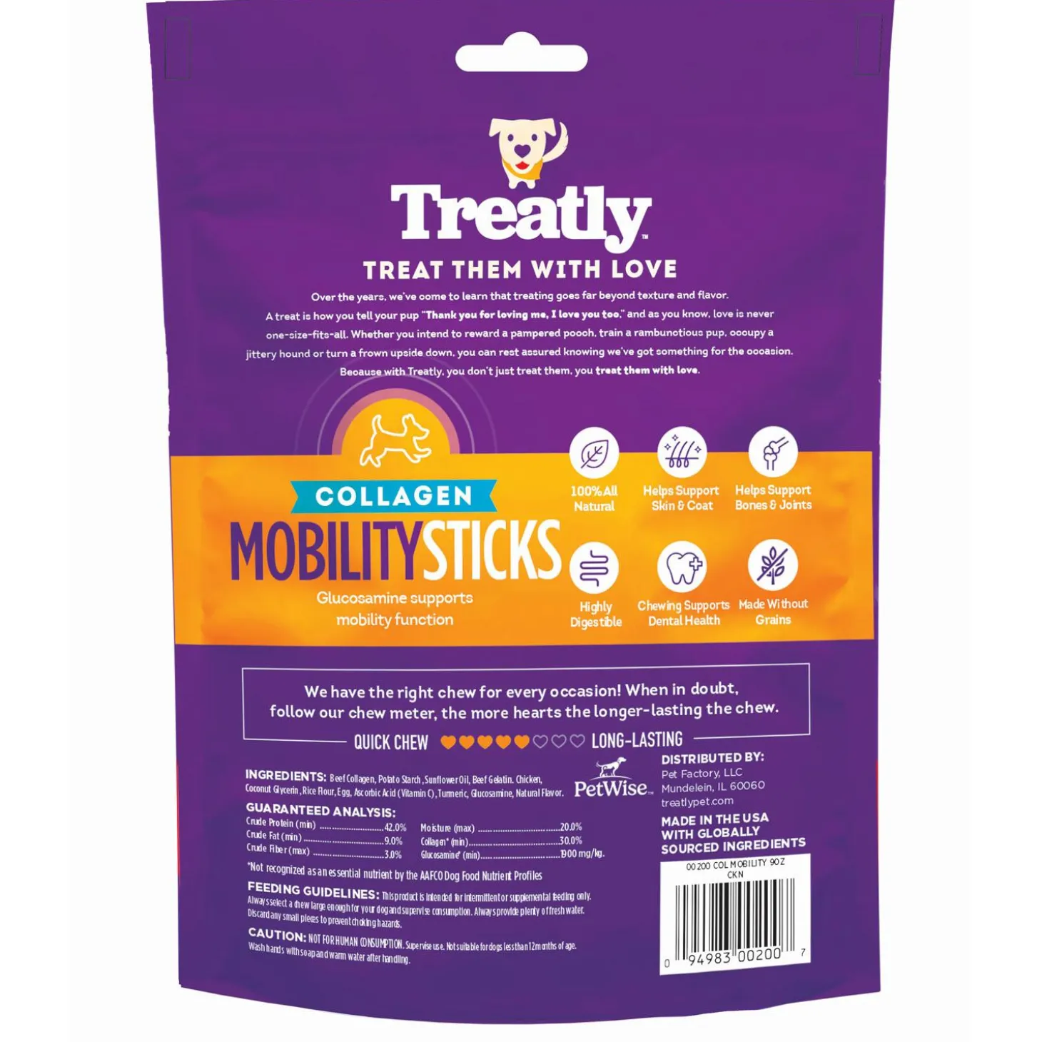 Treatly Collagen Mobility Sticks with Real Chicken Medium Dog Treats