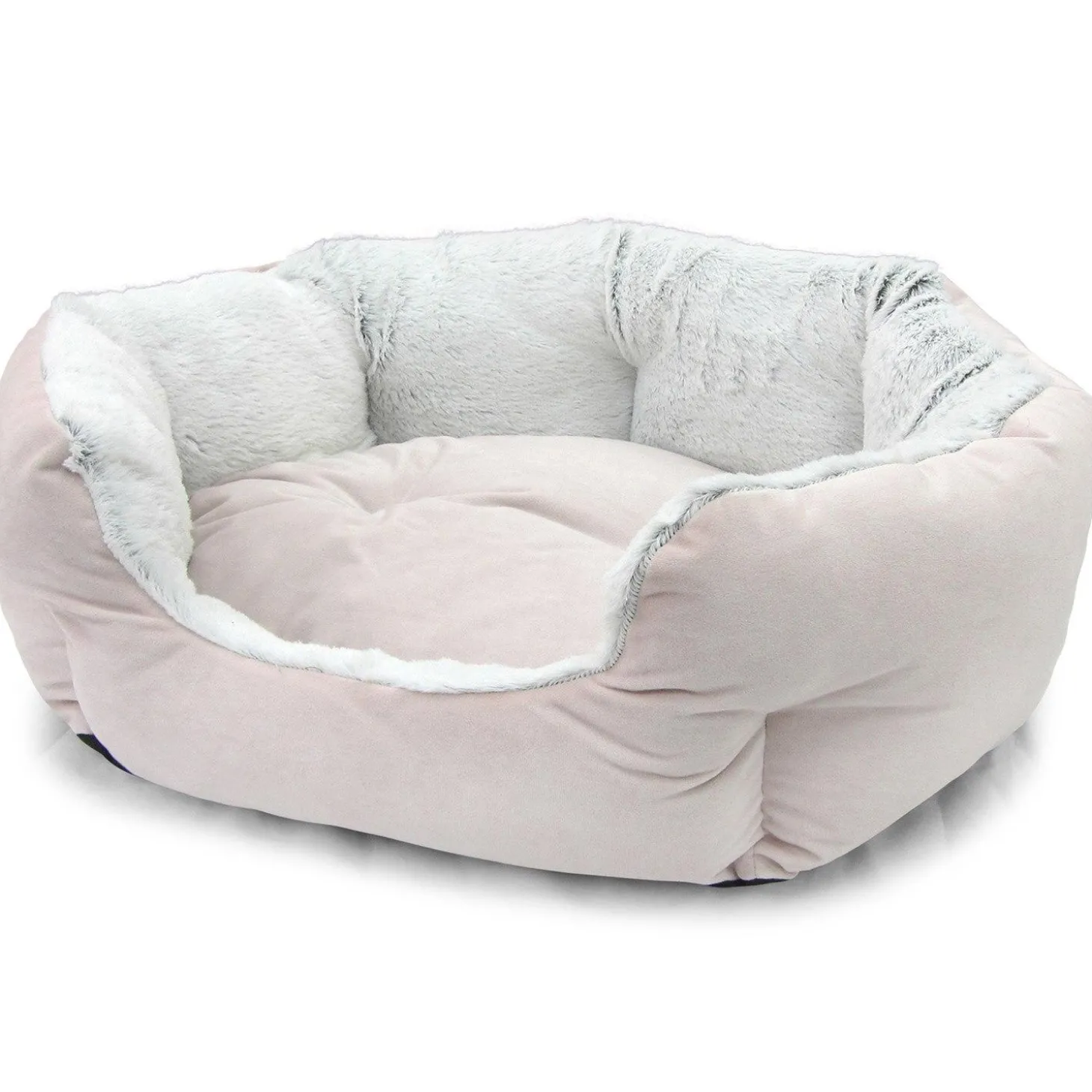 Velvet Bolster Bed Pink