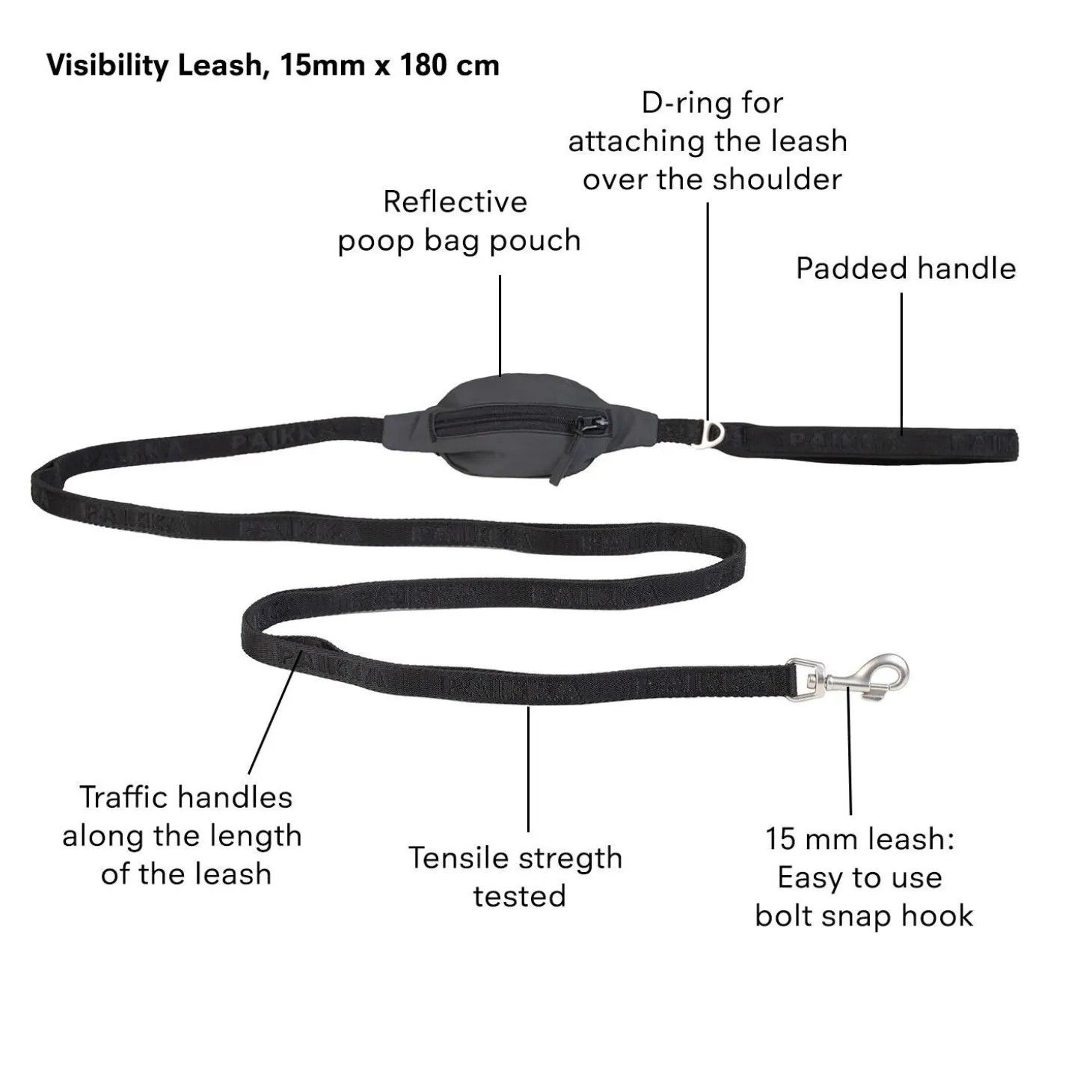 Visibility Black Dog Leash