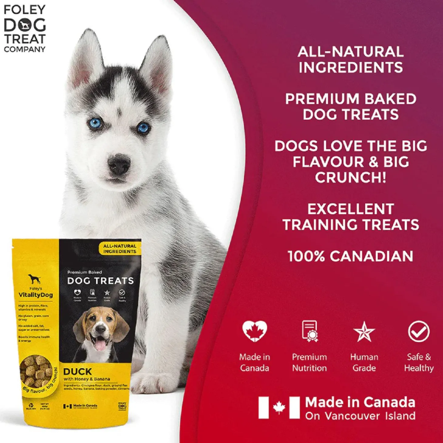 VitalityDog Duck with Honey & Banana Dog Treats