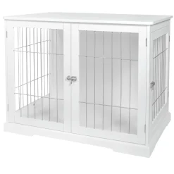 Wood & Wire White Pet Crate
