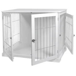 Wood & Wire White Pet Crate