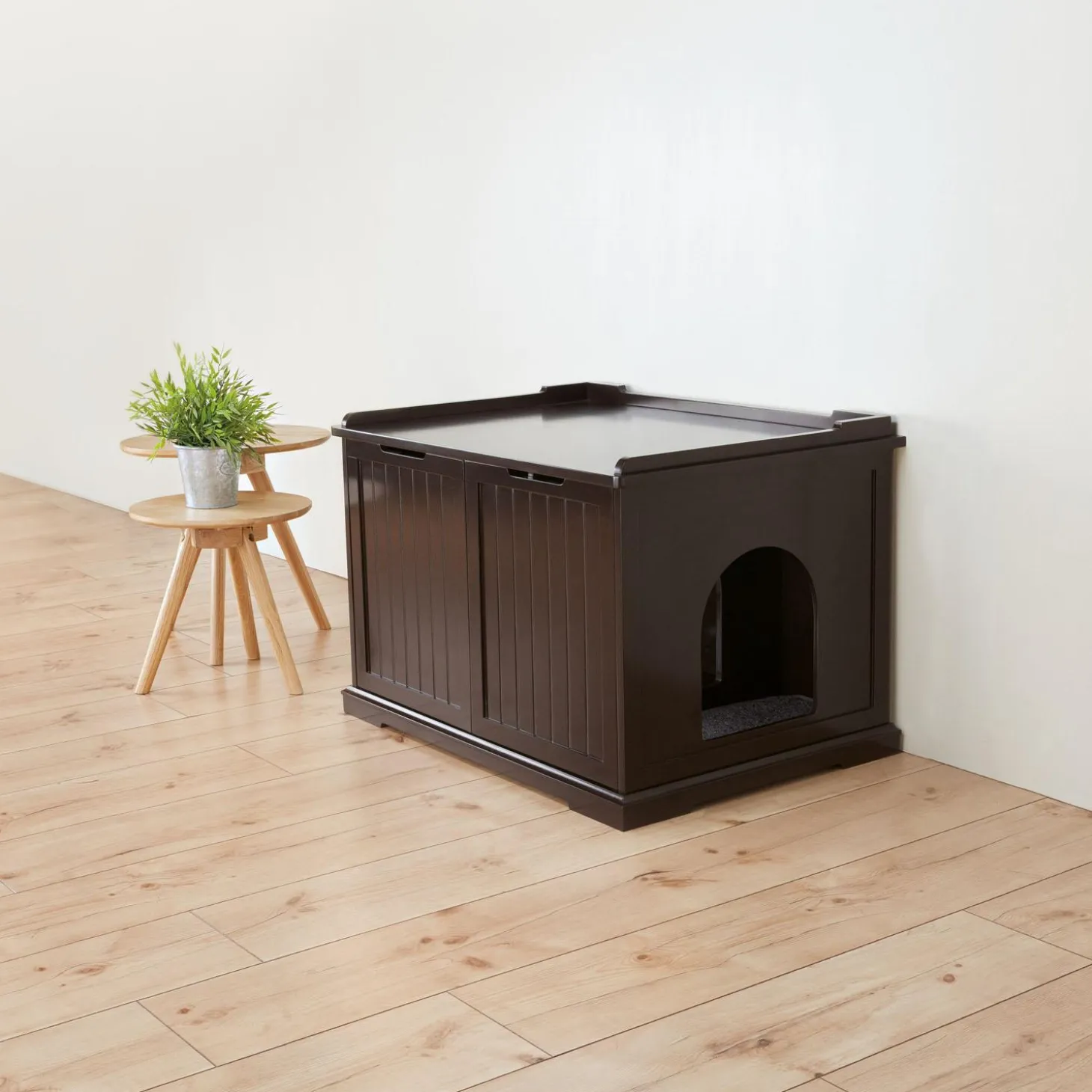 Wooden Extra-Large Brown Litter Box Enclosure