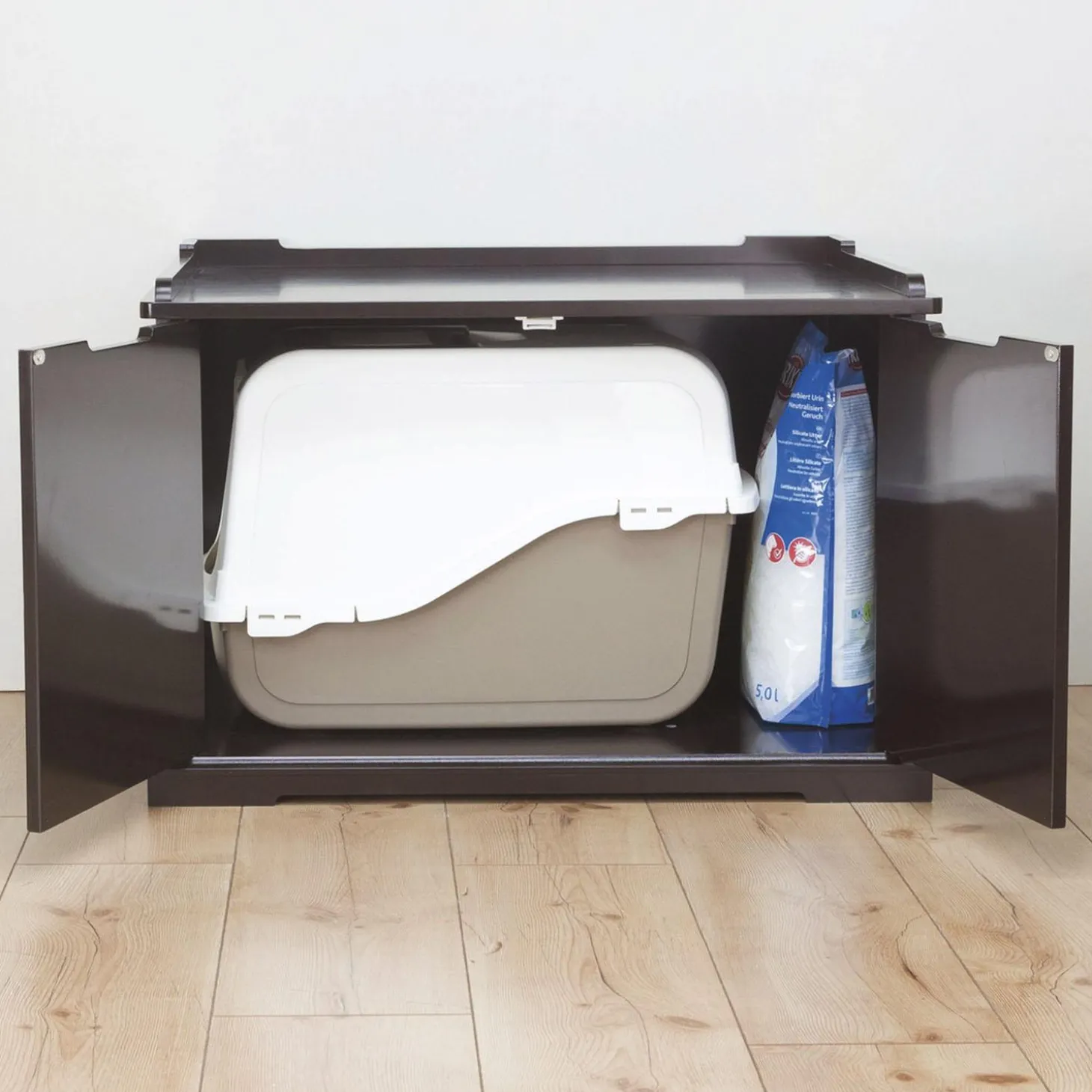 Wooden Extra-Large Brown Litter Box Enclosure