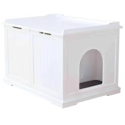 Wooden Extra-Large White Litter Box Enclosure