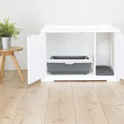Wooden Extra-Large White Litter Box Enclosure